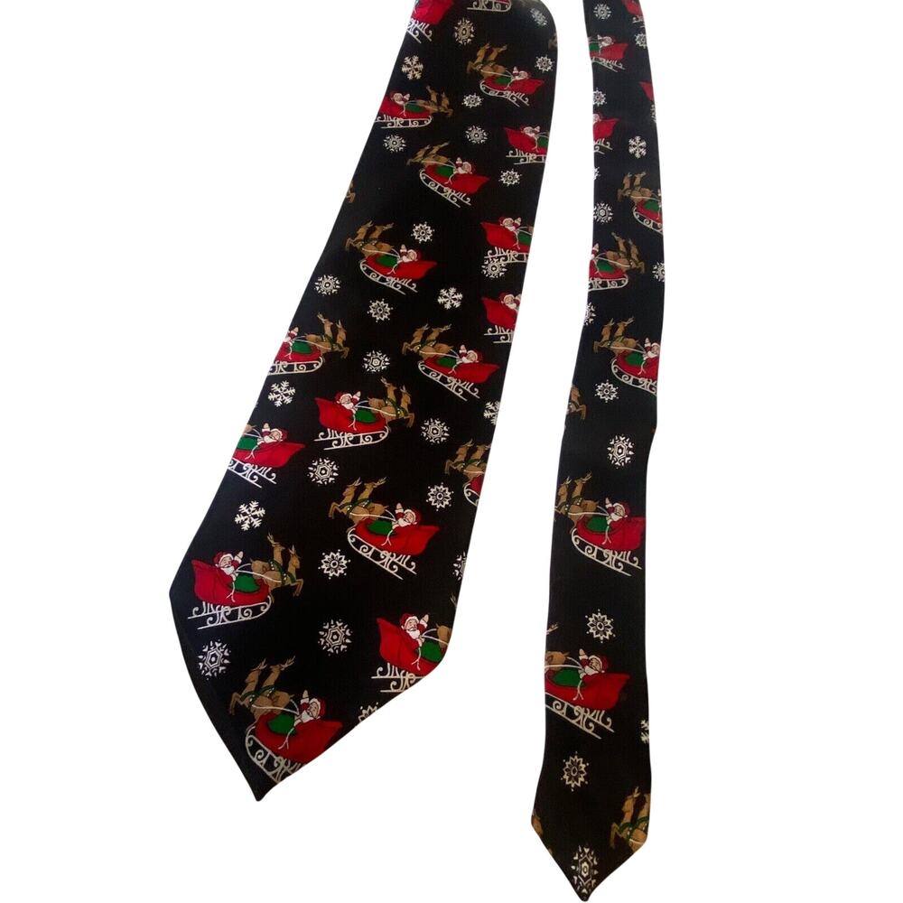 Mens Silk Necktie Santa Claus Rudolph Christmas Novelty Holiday Career Party